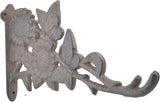 Butterflies & Sunflowers Decorative Brown Cast Iron Plant Hanger Hook 11.125" Deep Indoor or Outdoor