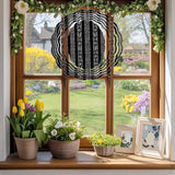 Tribal Boho Geometric Stripes Round Wind Spinner 10", 3D Stainless Steel Wind Spinners for Yard and Garden Black Indoor Outdoor Metal Hanging Craft Ornaments for Porch Lawn Home Party Decoration