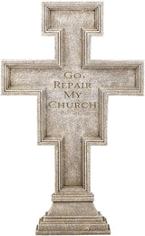 Avalon Gallery San Damiano Garden Crucifix, Stone Resin Outdoor Religious Statue, 24" Tall x 9" Wide