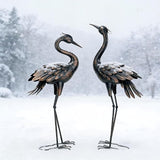 Shorayn Metal Crane Garden Statue, Garden Sculptures & Statues, Bronze Crane Ornaments Yard Art for Backyard Patio Lawn Decorations