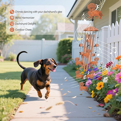 Dachshund Wind Chimes for Outside Metal Windchimes Dachshund Gifts for Women Men Garden Decor for Patio Yard Memorial for Dog Lovers