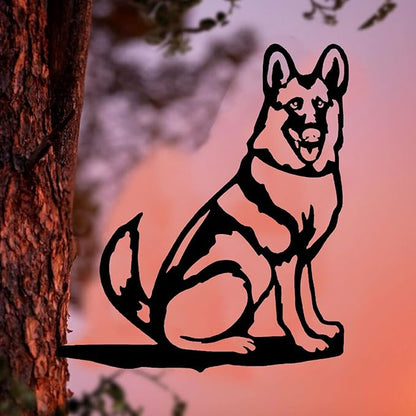 Metal Garden Dog Statue Ornament Gift Metal Art Dog Silhouette Decoration Steel Dogs Statue Decorative Garden Stakes for Yard, Lawn, Patio, Pathway(German Shepherd)
