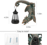 Solar Dragon Tree Hugger Statue Wall Decor - Whimsical Garden Statue with Solar Lantern, Outdoor&Yard Decor, Fantasy Dragon Figurine for Trees, Walls, or Fences - Unique Gifts for Women & Men