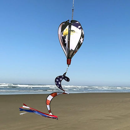 In the Breeze 0979 American Flag and Eagle Hot Air Balloon Spinner-Outdoor Hanging Decoration, Multi-Colored