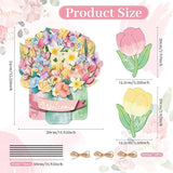 3Pcs Hello Spring Welcome Flower Yard Stakes Metal Floral Outdoor Decor, 2-in-1 Decorative Tulip Flower Sign for Garden Patio Yard Wall Hanging Floral Ornaments with Rope Rustic Spring Decor