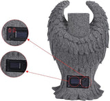 Grave Decorations for Cemetery，Heaven Angel Wing Cross, Graveyard Decoration, Vase with Solar LED Lamp, Resin Decorated Bereavement Statue, Gift in Memory of Relatives (Gray)
