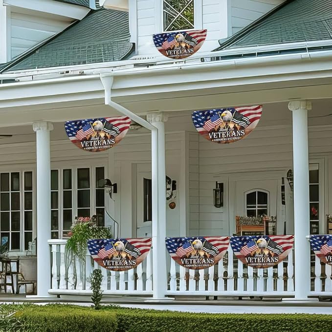 FLAGWIX Thank You Veterans Flag - Non-Pleated American Eagle Fan Flag Bunting 1x3 ft - Veteran Gifts for Men Women, Patriotic 4th of July Memorial Day Decorations Outdoor for Home Garden Decor