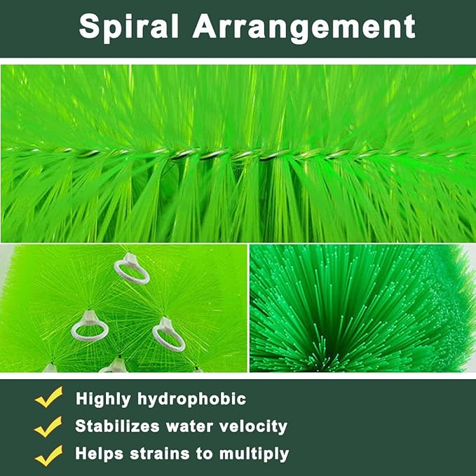5-Pack Green Filter Brushes for Pond & Aquarium, 12 Inch x 4.7 Inch - Durable Physical Mechanical Media for Water Filtration