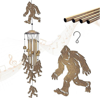 Bigfoot Wind Chimes Outdoor Sasquatch Decor, Deep Tone Soothing Melodic Tones Windchime, Memorial Wind Chimes for Outside with Big Foots Wind Catcher, Best Gifts for Men/Women Porch Garden Decoration