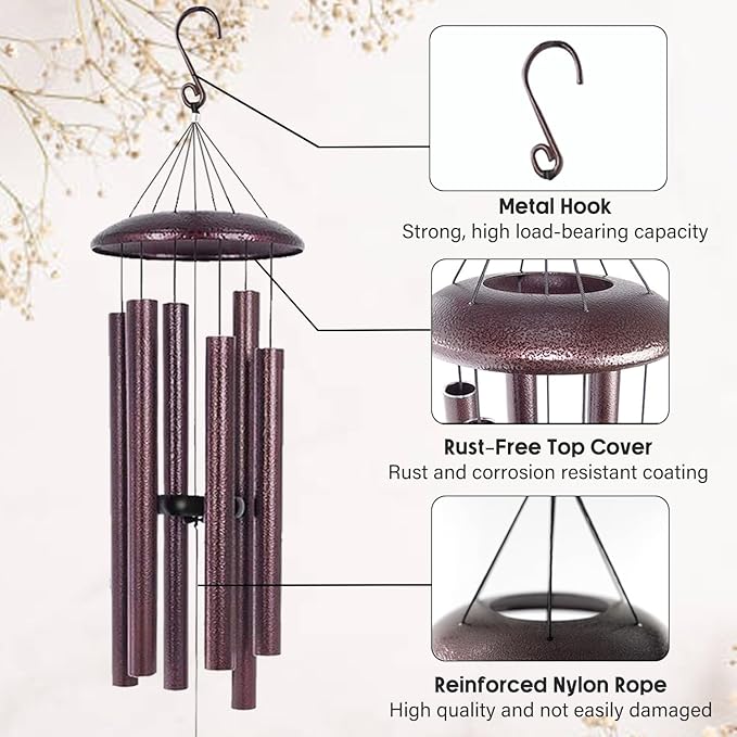 ASTARIN Personalized Memorial Wind Chime for Loss of Loved One 30/36/42 inch, Sympathy Deep Tone Wind Chimes for Mom Dad/Mother Father, Remembrance Gifts for Grief Condolence Funeral, Produced in USA