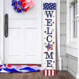 Patriotic 4th of July Welcome Sign for Front Porch, 250th Anniversary Memorial Day Wooden Porch Sign For Outdoor Patio, USA American Flag Standing Yard Sign Summer Door Signs for Garden Wall