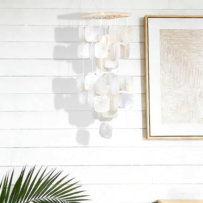 MUMTOP Shell Wind Chimes for Outside Clearance, Tropical White Capiz Shell Wind Chime for Patio,Indoor,Outdoor,Garden,Yard,Coastal,Beach Decor or Gifts for Women,Girl