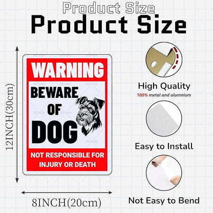Beware of Dog Sign Schnauzer Metal Sign Warning Beware of Dog Signs for Fence Outdoor Farm Garden Gate Home Yard Decor 12x16 Inch