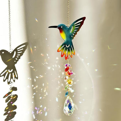 Hummingbird Crystal Suncatcher, Hanging Garden Suncatchers, Hummingbird Crystal Decoration for Window & Garden, Decorative Hanging Ornament