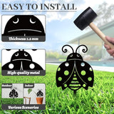 WADORN Cute Ladybug Metal Decorative Garden Stakes, Black Ladybug Outdoor Statues Silhouette Funny Ladybugs Lover Gifts Stakes Ornaments for All Season Home Yard Art Garden Patio Backyard Lawn Decors