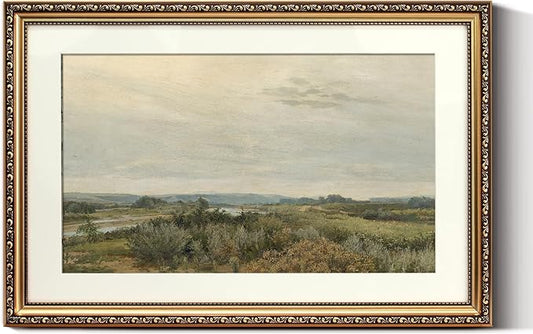 ARPEOTCY Vintage Gold Framed Large Wall Art, Nature Trees Landscape Rivers Retro Paintings, Canvas Prints Artwork with Antique Frame, Victorian Wall Picture Decor for Gallery Living Room 16x24 inch