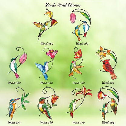 Personalized Metal Wind Chime Garden Sign, 40 Inch Outdoor Colorful Bird & Flower Memorial Decor, Yard Hanging Plaque for Patio Porch Lawn (JSTY364)