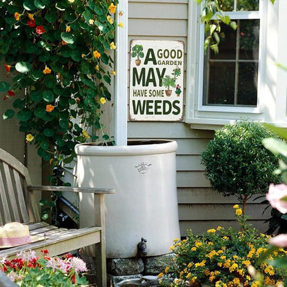 Funny Garden Sign for Outdise - A Good Garden May Have Some Weeds Sign, Metal Tin Sign for Outdoor, Backyard, Farmhouse, Patio Wall Decor Art, Plant Lover Gifts for Women, 8 x 12 inch