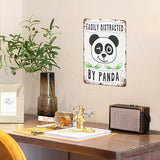 Vintage Metal Tin Sign Easily Distracted By Pandas 8x12 Inches Retro Wall Decor for Home,Garden,Patio,Office,Kitchen,Bedroom,Funny Quotes and Gothic Designs