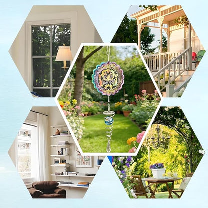 3D Kinetic Hanging Wind Spinner, Garden Stainless Steel Wind Spinners with Crystal, Butterfly Gifts for Women, Outdoor & Indoor Decoration