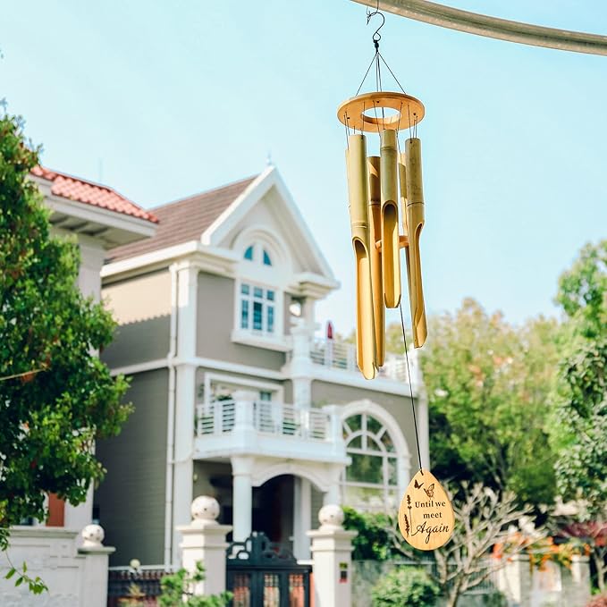 Afirst Bamboo Wind Chimes, 37.5" Wooden Wind Chimes for Outside Valentine's Day Gift Memorial Sympathy Gift for Memory of Loss of Love One,for Garden, Patio, Home or Outdoor Decor