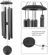 ASTARIN Wind Chimes Outdoor Deep Tone,45-Inch Memorial Wind Chimes Large with 6 Heavy Tubes,Unique Windchimes Outdoor for Garden Hanging Decor,Sympathy Gifts,Black Grey