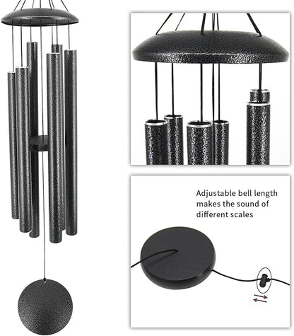 ASTARIN Wind Chimes Outdoor Deep Tone,45-Inch Memorial Wind Chimes Large with 6 Heavy Tubes,Unique Windchimes Outdoor for Garden Hanging Decor,Sympathy Gifts,Black Grey