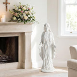 Giantex Virgin Mary Garden Statue 29.5", Blessed Mother Outdoor Religious Statue with Serpent, Weather-Resistant MgO Catholic Yard Decor for Lawn, Patio, Prayer Garden & Memorial, Distressed Ivory