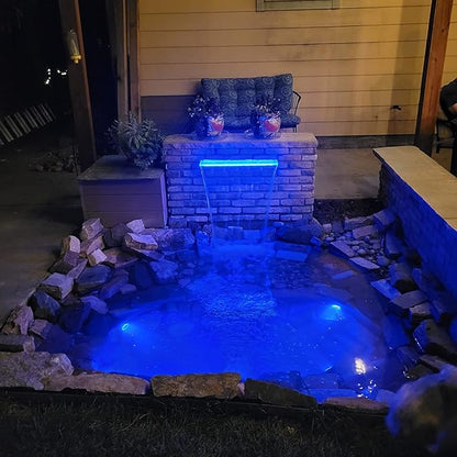 LONGRUN Waterfall Spillway Multi-Color LED Light Outdoor Pool Fountain, Acrylic Water Spillway Koi Pond Waterfalls Fountains Kit for Garden Koi Ponds Patio Swimming Pool Decoration-23.6"