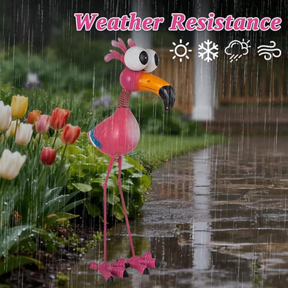 Flamingo Metal Garden Statues Outdoor Decor, Funny Pink Flamingo Bird Outdoor Sculptures Yard Art Decoration for Home Patio Lawn Backyard, Gift for Lovers Moms Women