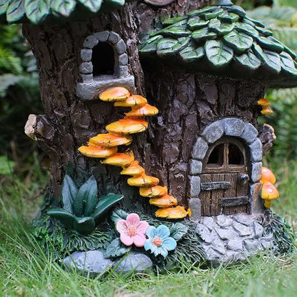 Zayton Garden Treehouse Outdoor Statues Yard Resin Decoration Gift Handmade Housewarming Gift for Patio Yard Lawn Waterproof Cracking