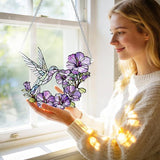 Stained Glass Sun Catchers Indoor Window, 8 in Hummingbird Suncatchers for Windows Hanging, Mother's Day Birthday Gifts for Women Men Mom Nana