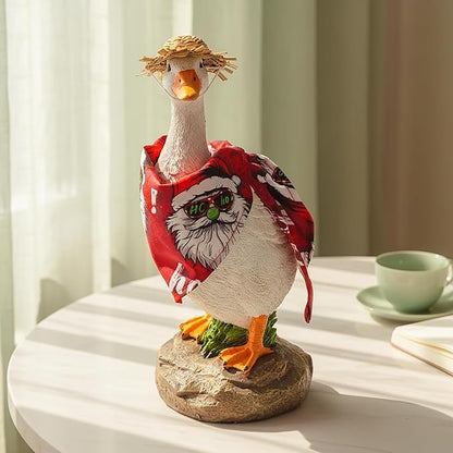 12" Real Farm Porch Goose Statue, Resin Yard Duck, Whimsical Outdoor Decor, Perfect for Garden, Patio, Backyard - Durable & Weather-Resistant, Pair with a Variety of Scarf Decorations