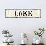 Madcolitote Vintage Lake Wood Sign Lake Custom Street Sign Rustic Wooden Wall Art Farmhouse Wall Decor Kitchen Wall Hanging Signs Wall Sign Home Decor Housewarming Gift 6x24in