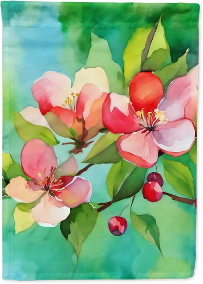 Caroline's Treasures Arkansas Apple Blossom in Watercolor House Flag Large Porch Sleeve Pole Decorative Outside Yard Banner Artwork Wall Hanging, Polyester, House Size, Multicolor