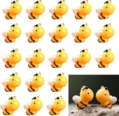 50PCS Micro Landscape Bee Mini Resin Bee Figurines Miniature Bees for DIY Fairy Garden Miniature Moss Landscape