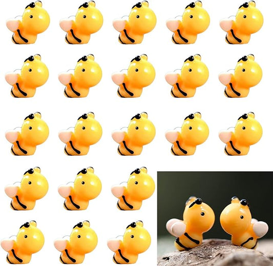 50PCS Micro Landscape Bee Mini Resin Bee Figurines Miniature Bees for DIY Fairy Garden Miniature Moss Landscape