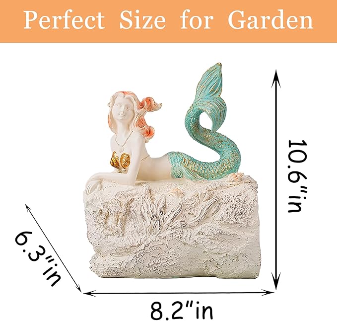 Teaeeno Mermaid Gutter Downspout Extension Decoration, 3''x4'' Downspout Extender Diverter Splash Block Sculpture Outdoor Decor, Animal Resin Statue(Pink)
