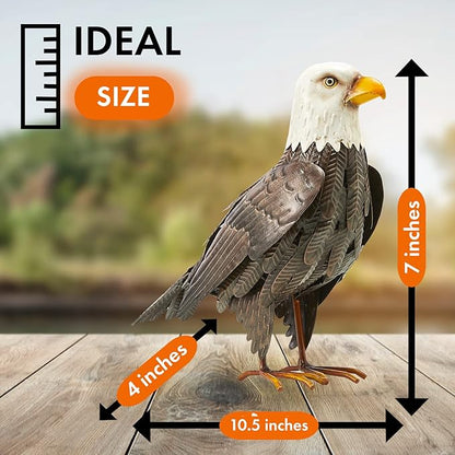 GUTE Bald Eagle Metal Garden Bird, Yard Sculpture Art- Large Statue Realistic Standing Decoy Pecker Bird - Outdoor Fall, Winter, Spring, Summer Decoration- Ornament Decor - Home & Sympathy Gifts