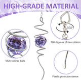 Wind Spinner Spiral Tail, Gazing Ball Spiral, Decorative Sun Catcher Rainbow Maker 11inch Tail and 2 inch Purple Crystal Orb with Swivel Hook, Indoor & Outdoor Garden Decoration 13" Height