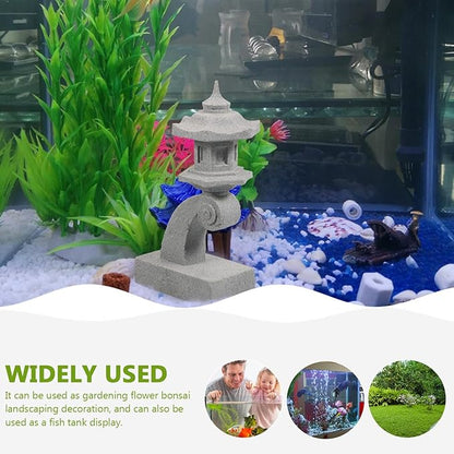 OSALADI Miniature Japanese Lantern Pagoda Figurines Asian Sandstone Tower Statue Fish Tank Aquarium Ornament Fairy Garden Accessories Zen Terrarium Bonsai Decorations