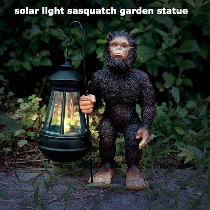 Bigfoot Garden Statues with Lamp Solar Outdoor Decors, Solar Light Big Foot Sasquatch Yard Decorations for Front Porch Patio Lawn Decor, Bigfoot Gifts Sasquatch Gifts Outdoor