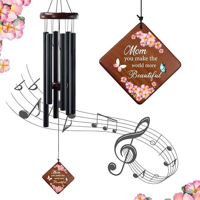 Wind Chimes for Mom, 36" Memorial Wind Chimes for Loss of Mother, Bereavement Sympathy Gifts in Memory of Women, Outdoor Gifts Garden/Patio Decor for