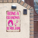 Vintage Tin Signs Being A Grandma Is My Jam for Room,Patio,Office,Yard & More Retro Metal Wall Decor,8x12 Inch Funny Quotes & Gothic Designs