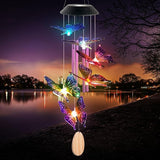 Solar Butterfly Wind Chimes for Outside, 6 Gold Jingle Bells & S Hook, Color Changing Windchimes Outdoor, Patio Yard Decor, Waterproof Gardening Gifts for Mom Women Birthday Housewarming Chimes Gift
