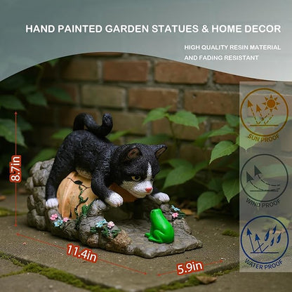 Elenon Tuxedo Cat Decorative Gutter Downspout Extension Statue, Gutter Guardian Rain Downspout Splash Block Outdoor, Garden Rain Downspout Extender for 3" × 4" Downspouts Decor