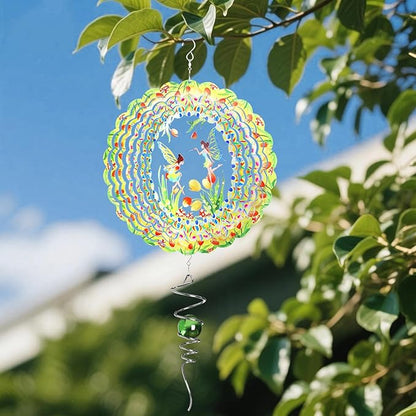Wind Spinner Fairy Flower Hanging, 12In Stainless Steel Spinfinity Wind Spinner, Wind Chimes for Outside, 3D Kinetic Sculpture Suncatcher, Metal Yard Art Ornament, Outdoor Garden Decor, Nana Gifts