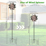 VEWOGARDEN Wind Spinners Outdoor with 2 Blades, Metal Kinetic Wind Spinner with Flower Design for Yard Garden Lawn Decorations