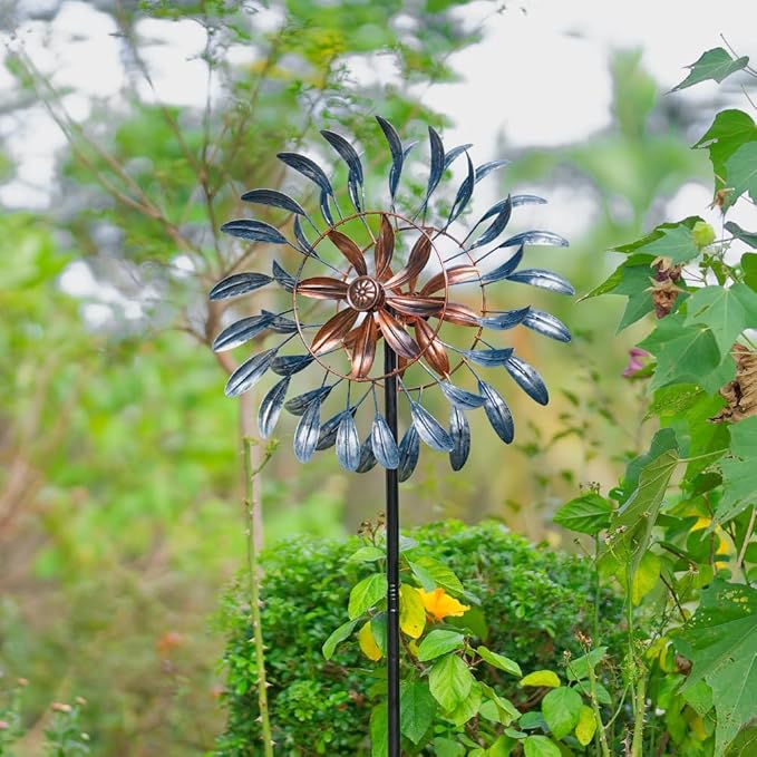Wind Spinners Outdoor, Metal Windmill for Yard Decor 70 inch, 3D Garden Wind Spinners with Heavy Duty Steel Stake, Gifts for Family Friends