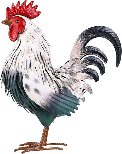 Ratuor Rooster Garden Statue Sculpture Metal Chicken Yard Decor Outdoor Figurines Patio Backyard Decoration